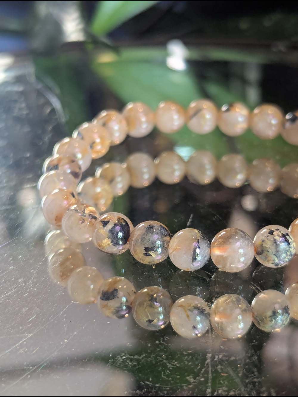 A-Quality Golden Healer Dendritic Quartz Beads Crystal Stretch Bracelet